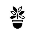 Black solid icon for Plant, flora and botany Royalty Free Stock Photo