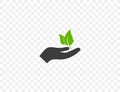 Plant leaf in hand icon. Vector illustration. flat design Royalty Free Stock Photo