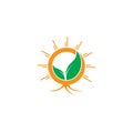 Plant leaf root soil sun plantation symbol logo vector