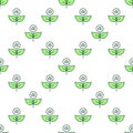 Plant with Leaves vector Artificial Intelligence Technology colored seamless pattern in thin line style Royalty Free Stock Photo