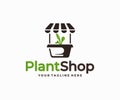 Plant market logo design. House plant shop, garden plant nursery store vector design