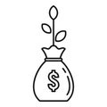 Plant money bag icon, outline style