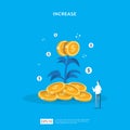 Plant money coin tree growth illustration for Investment Concept. income salary rate increase concept with people character and