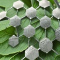 Plant nanobionics . Metal Nano structures on surface of leaf. Depth of field effect. AI Generated Image