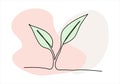 Plant one line drawing colored with pastel colors. Vector illustration. Royalty Free Stock Photo