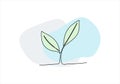 Plant one line drawing colored with pastel colors. Vector illustration. Royalty Free Stock Photo