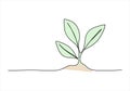 Plant one line drawing colored with pastel colors. Vector illustration. Royalty Free Stock Photo