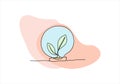 Plant one line drawing colored with pastel colors. Vector illustration. Royalty Free Stock Photo