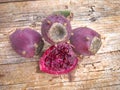 The fruits of Opuntia, prickley pears, in the garden Royalty Free Stock Photo