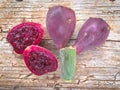 The fruits of Opuntia, prickley pears, in the garden Royalty Free Stock Photo