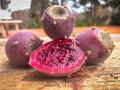 The fruits of Opuntia, prickley pears, in the garden Royalty Free Stock Photo