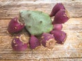 The fruits of Opuntia, prickley pears, in the garden from Puglia