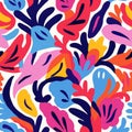Colorful Floral Background Pattern Inspired By Matisse\'s Fauvist Art Royalty Free Stock Photo