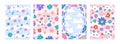 Plant pattern. Flower notebook cover, spring doodle botanical texture or invitation leaf elements. Vertical poster