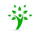 Plant people natural logo health new sun leaf, botany ecology, symbol and icon.