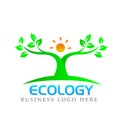 Plant people natural logo health sun leaf botany ecology symbol icon on white background Royalty Free Stock Photo