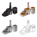 The plant with the pipe.Factory on processing of minerals from the mine.Mine Industry single icon in cartoon style