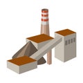 The plant with the pipe.Factory on processing of minerals from the mine.Mine Industry single icon in cartoon style