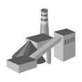 The plant with the pipe.Factory on processing of minerals from the mine.Mine Industry single icon in monochrome style