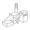 The plant with the pipe.Factory on processing of minerals from the mine.Mine Industry single icon in outline style