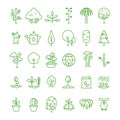 Plant, planting, seed and trees line vector icons. Sprout growing symbols Royalty Free Stock Photo