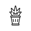 Black line icon for Plant In A Pot, botanical and greenery