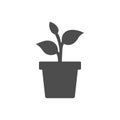 Plant in pot solid icon. Ecology concept illustration isolated on white background Royalty Free Stock Photo