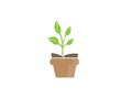 Plant in the Pot with some leaves for logo design