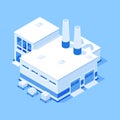 Plant production building with warehouse industrial factory exterior isometric vector illustration