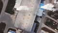 Plant for the production of cement, clinker and gypsum. Stock footage. Aerial view of concrete mixing factory