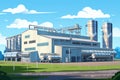 Plant production industrial illustration technology building factory Royalty Free Stock Photo