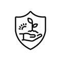 Black line icon for Plant Protection, plant and friendly Royalty Free Stock Photo