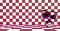 Plant on red and white checkered background with optical illusion Royalty Free Stock Photo