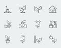 Plant related icons in outline style Royalty Free Stock Photo