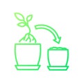 Plant repotting gradient linear vector icon