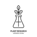 Plant research line icon. Laboratory test symbol. Editable stroke. Vector illustration Royalty Free Stock Photo