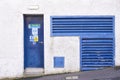 Plant room fire exit keep clear blue door and wall Louvre