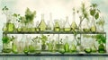 Plant science laboratory research, biological chemistry test, green nature organic leaves experiment in vitro, field of chemical Royalty Free Stock Photo