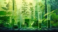 Plant science laboratory research, biological chemistry test, green nature organic leaves experiment in vitro, field of chemical Royalty Free Stock Photo