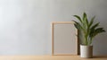 Plant Selection: Wooden Frame With Iris On Gray Wall