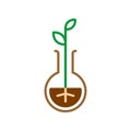 Plant sprout in a flask line style symbol. Nature care concept sign Royalty Free Stock Photo