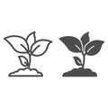 Plant sprouts line and solid icon, agriculture concept, Young growth with leaves sign on white background, seedling icon Royalty Free Stock Photo
