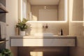 bathe sink interior sunlight modern luxury design faucet counter bathroom house. Generative AI. Royalty Free Stock Photo