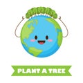 Plant a tree banner with cute planet