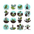 Plant vector icons for gardening and agriculture Royalty Free Stock Photo