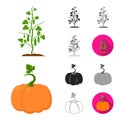 Plant, vegetable cartoon,black,flat,monochrome,outline icons in set collection for design. Garden and harvest vector Royalty Free Stock Photo