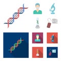 Plant in vitro, nurse, microscope, tonometer. Medicine set collection icons in cartoon,flat style vector symbol stock