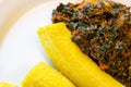 Nigerian Boiled Plantain served with a spicy vegetable sauce