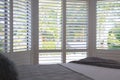 Plantation shutters - selective focus Royalty Free Stock Photo