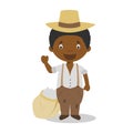 Plantation slave cartoon character with a cotton sack. Vector Illustration.